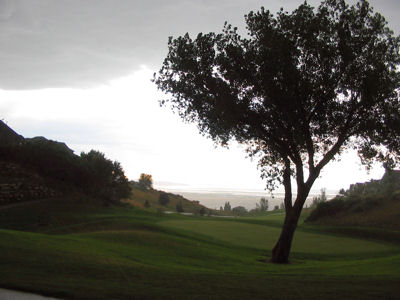 The finishing hole at Eaglewood Golf Course