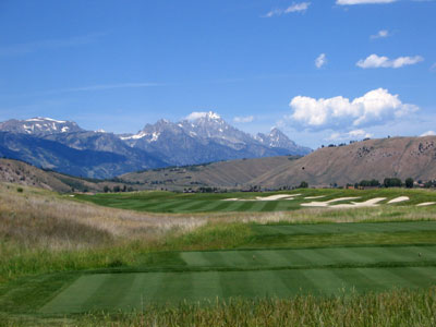The best view of the Tetons is found on 3 Creek's 18th green