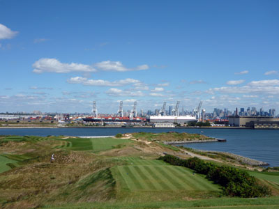 The view down the 16th with the harbor in the background