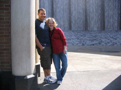 Bill and Stac (7 months pregnant) at the WaterWall near the Galleria Mall in Houston
