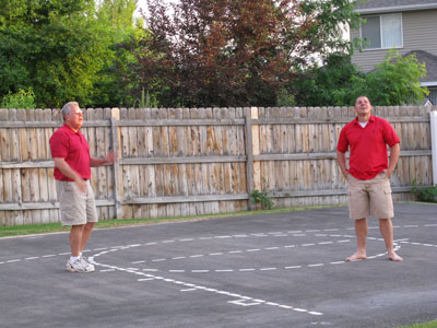 A month after coming home of Minnesota, Dad and Bill enjoy shooting some hoops