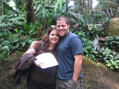 Diane Potter and Bill in the rainforest pyramid at Moody Gardens in Galveston about 50 miles south of Houston