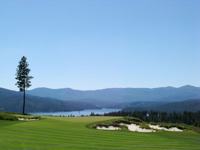 The picturesque backdrop from the 15th green is one of the most stunning in Idaho