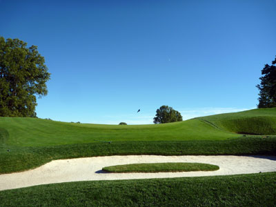 The sloping 11th hole