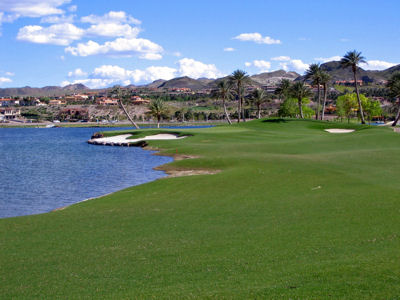 Reflection Bay's 9th hole that plays along the edge of the man made Lake Las Vegas